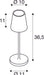 Dimensioned drawing of SLV VINOLINA TWO, table lamp, battery-powered, IP65, 2200/2700/3000K, TOUCH, rust