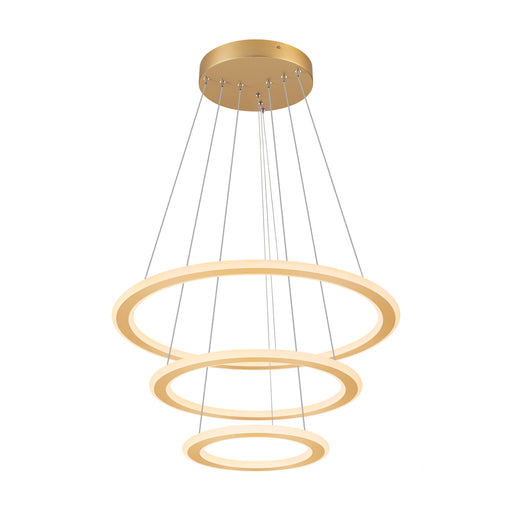 SLV ONE FLAT, pendant light, triple, 300cm, 2700/3000K, DALI 2, Touch, brass