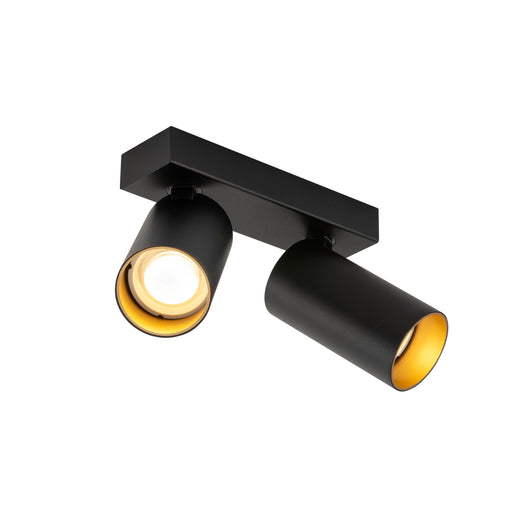 SLV KAMI, ceiling-mounted light, double, 2x max. 10W, GU10, black/gold