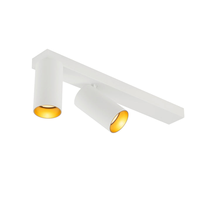 Front view product picture of SLV KAMI, ceiling-mounted light, double, long, 2x max. 10W, GU10, white/gold