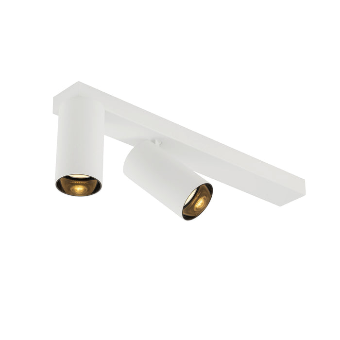 Front view product picture of SLV KAMI, ceiling-mounted light, double, long, 2x max. 10W, GU10, white/black