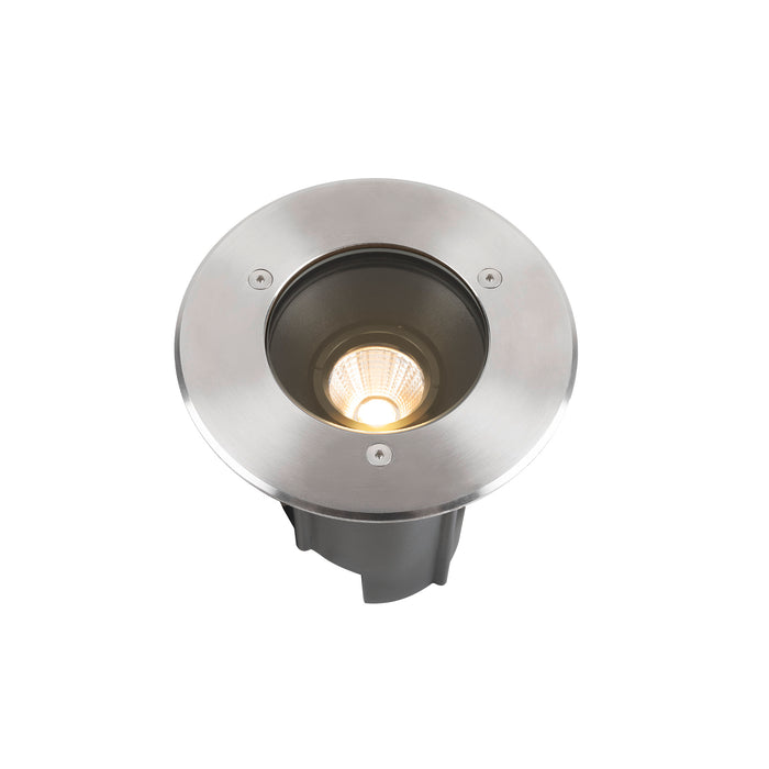 Back view product picture of SLV DASAR® M, recessed floor light, round cover, 24°, 3000K, incl. DALI driver, stainless steel
