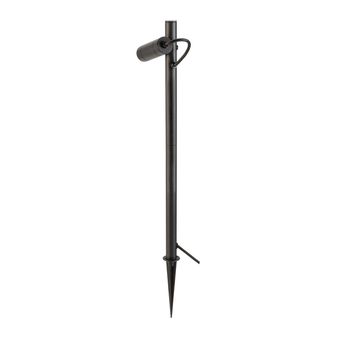 Black metal landscape spotlight with stake mount.
