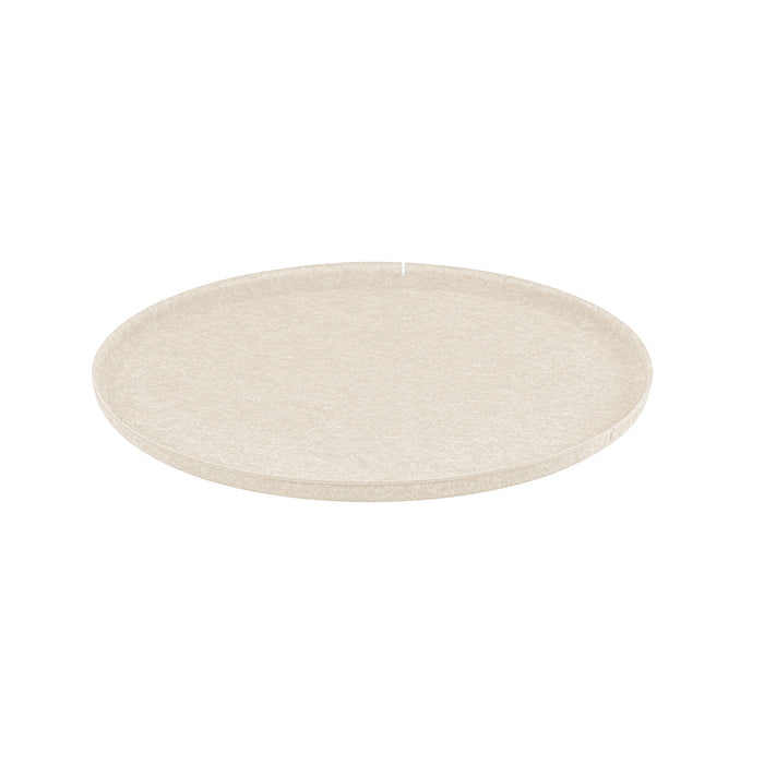 Round beige felt tray.