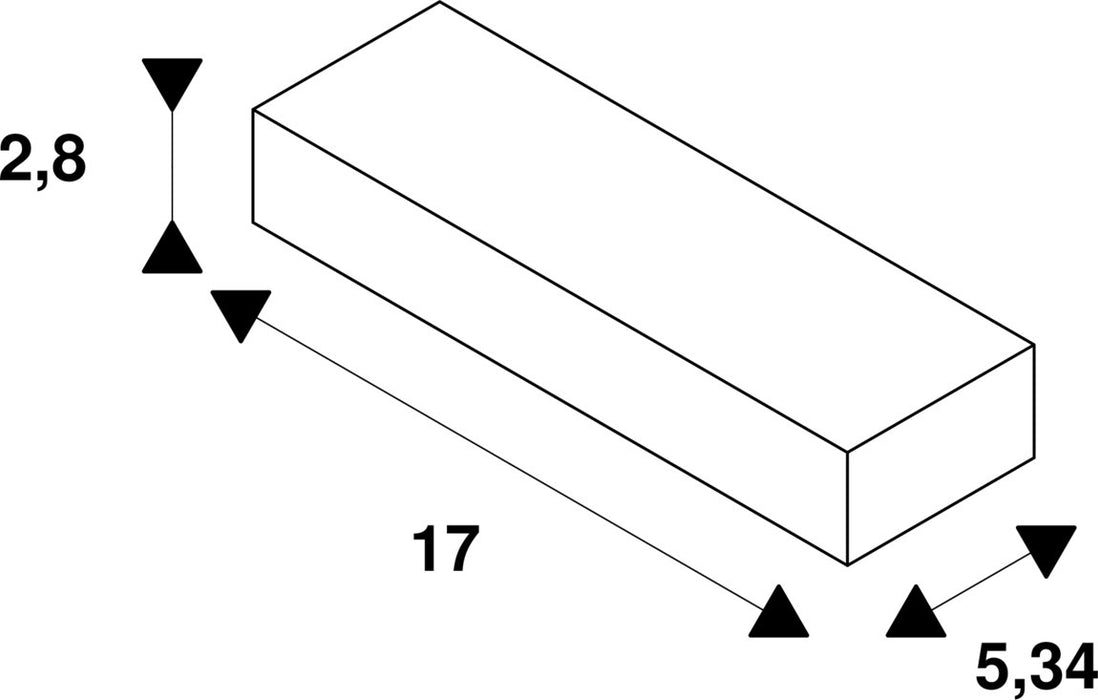 Dimensioned drawing of SLV Controller, 24V LED Strip, DALI, DT8, 5 channel