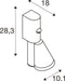 Technical drawing of a white component with dimensions 28.3, 18, and 10.1.