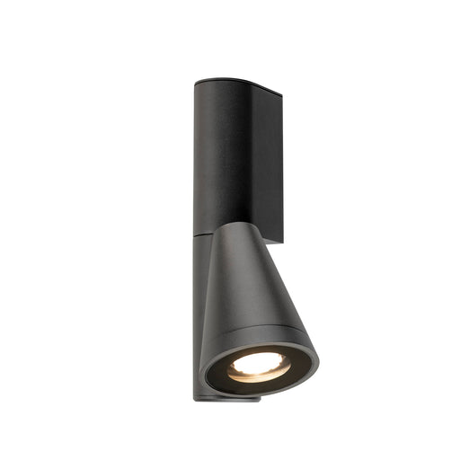 Modern black metal wall-mounted spotlight with a matte finish.