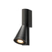 Black metal wall-mounted spotlight with a textured finish.