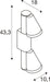 Technical drawing of a white wall-mounted light fixture with dimensions.