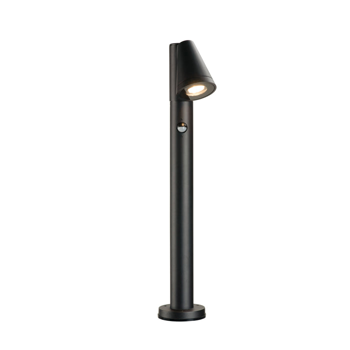 Bronze finish aluminum path light with ground mounting.
