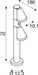 Technical drawing of a bollard light fixture with dimensions.