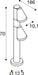 Technical drawing of a bollard light fixture with dimensions.