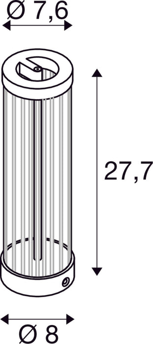 Dimensioned drawing of SLV QUIMERA, table lamp, 2700/3000K, dark copper