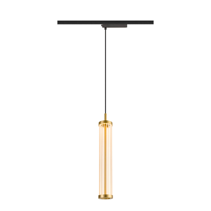 Back view product picture of SLV QUIMERA, 1~ pendant light, pendant length 150cm, 2700K, PHASE, brushed brass