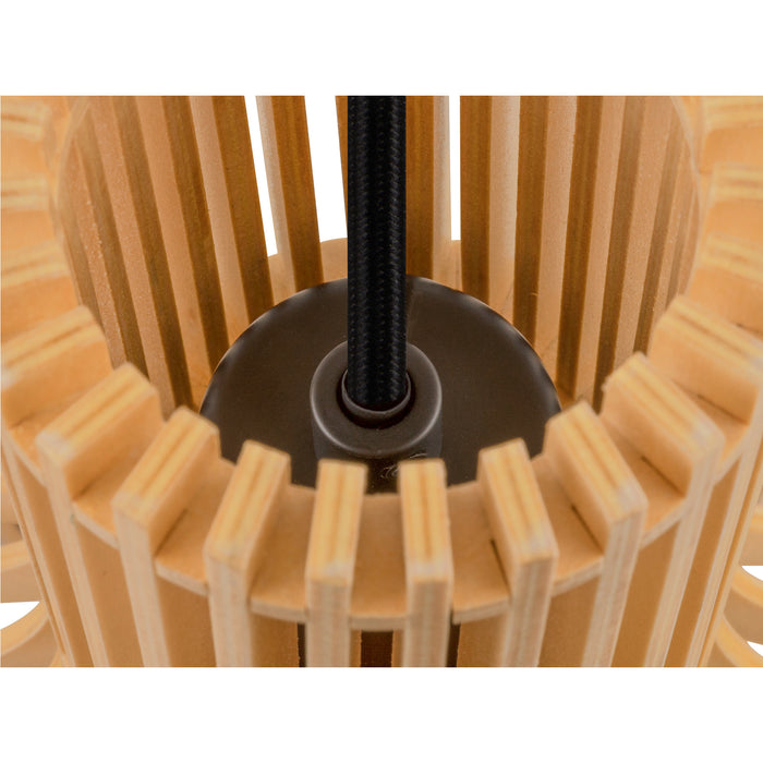 Back view product picture of SLV WUD, pendant light, E27, ball shape, open cable end, 1x max. 60W, black