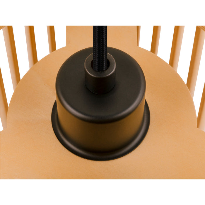 Back view product picture of SLV WUD, pendant light, E27, cylindrical, open cable end, 1 x max. 60W, black