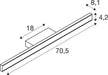 Dimensioned drawing of SLV ONE LINEAR 70, wall-mounted light, UP/DOWN, 2700/3000K, PHASE, brass