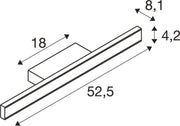 Dimensioned drawing of SLV ONE LINEAR 50, wall-mounted light, UP/DOWN, 2700/3000K, PHASE, white