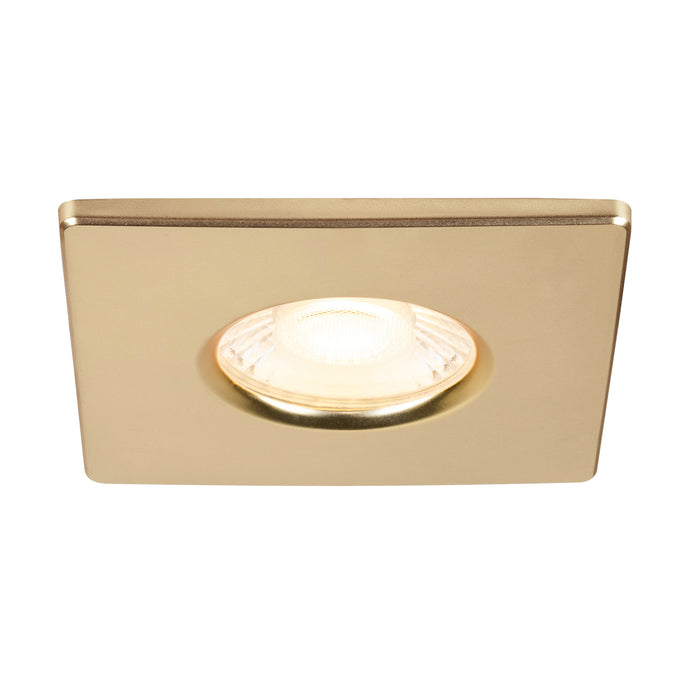 Square recessed light fixture, brass finish.