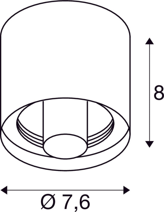 Dimensioned drawing of SLV VARYT, ceiling-mounted light, round, 1x max. 6W, E14, chrome