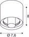Dimensioned drawing of SLV VARYT, ceiling-mounted light, round, 1x max. 6W, E14, chrome