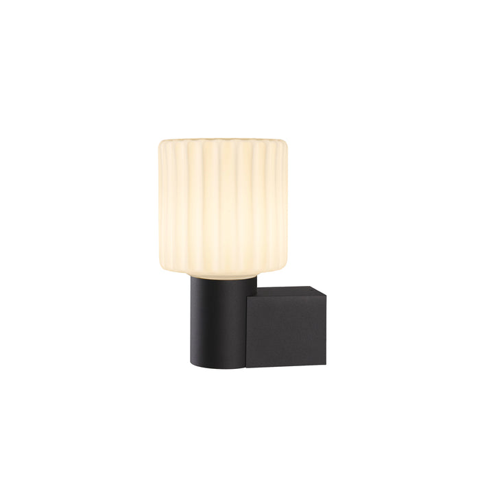 View from the left side product picture of SLV VARYT, wall-mounted light, round, 1x max. 6W, E14, black
