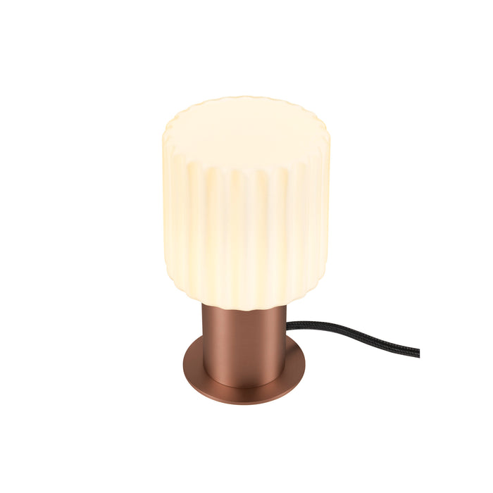 Sloping product picture of SLV VARYT, table lamp, round, 1x max. 6W, E14, copper
