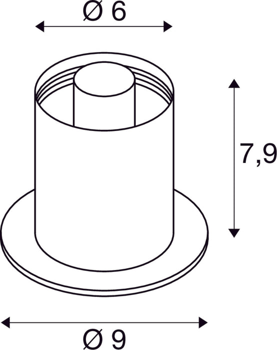 Dimensioned drawing of SLV VARYT, table lamp, round, 1x max. 6W, E14, copper