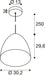 Technical drawing of a pendant light fixture with dimensions.