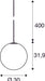 Dimensioned drawing of SLV SUN 30, pendant light, E27, open cable end, 1x max. 40W, matt black