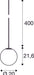 Dimensioned drawing of SLV SUN 20, pendant light, E27, open cable end, 1x max. 40W, matt gold