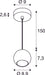 Dimensioned drawing of SLV LIGHT EYE® 90, pendant light, GU10, pendant length 150cm, 1x max. 6W, matt black