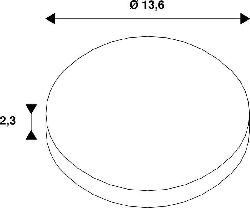 Dimensioned drawing of SLV LIGHT EYE® 150, decorative ring, matt black