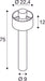 Dimensioned drawing of SLV PHOTONI CYL POLE 75, free-standing lamp, E27, 1x max. 13W, black
