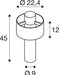 Dimensioned drawing of SLV PHOTONI CYL POLE 45, free-standing lamp, E27, 1x max. 13W, rust