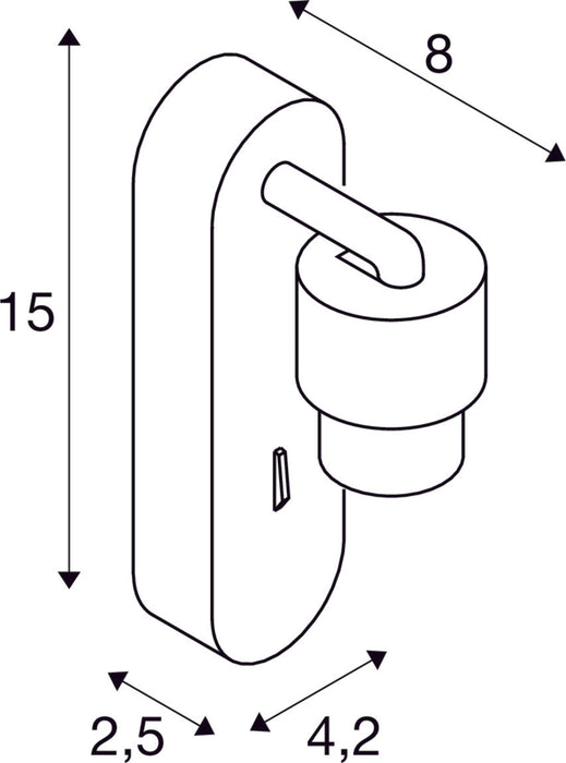 Dimensioned drawing of SLV PURI 2.0 Basic, wall and ceiling-mounted light, switch, round, 1x max. 6W GU10, white