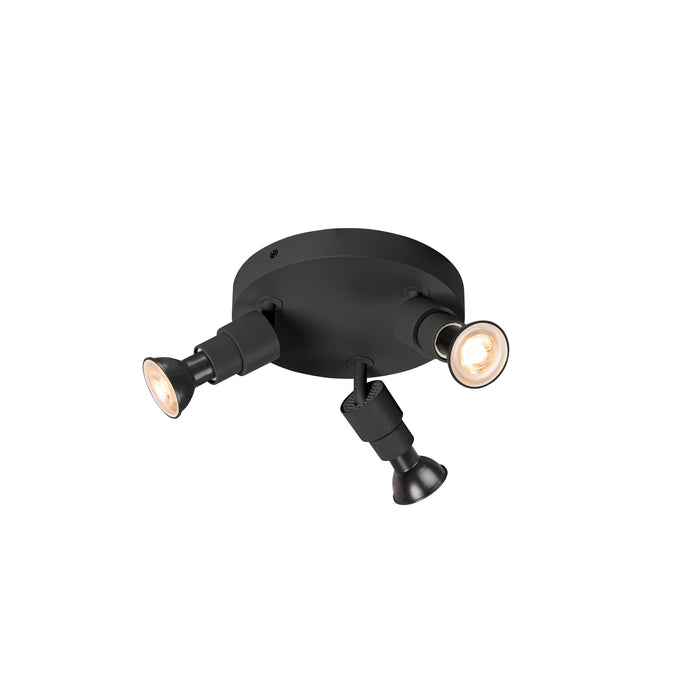 SLV PURI 2.0 Basic, wall and ceiling-mounted light, round, 3 x max. 6W, GU10, black