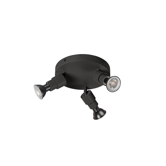 Back view product picture of SLV PURI 2.0 Basic, wall and ceiling-mounted light, round, 3 x max. 6W, GU10, black