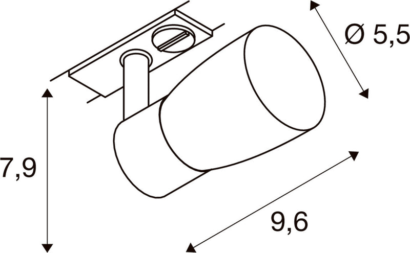 Dimensioned drawing of SLV Aluminium PURI 2.0 Dome, 1~ spot, GU10, 1x max. 6W, white