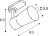 Technical drawing of a surface-mounted spotlight with dimensions.