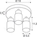 Dimensioned drawing of SLV PURI 2.0 Tube, wall and ceiling-mounted light, round, 3 x max. 6W GU10, white