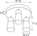 Dimensioned drawing of SLV PURI 2.0 Cone, wall and ceiling-mounted light, round, 3 x max. 6W GU10, white