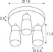 Dimensioned drawing of SLV PURI 2.0 Dome, wall and ceiling-mounted light, round, 3 x max. 6W GU10, white