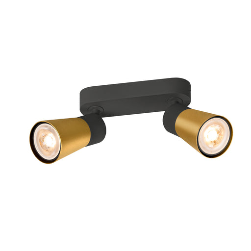 SLV PURI 2.0 Cone, wall and ceiling-mounted light, long, 2 x max. 6W GU10, black / gold