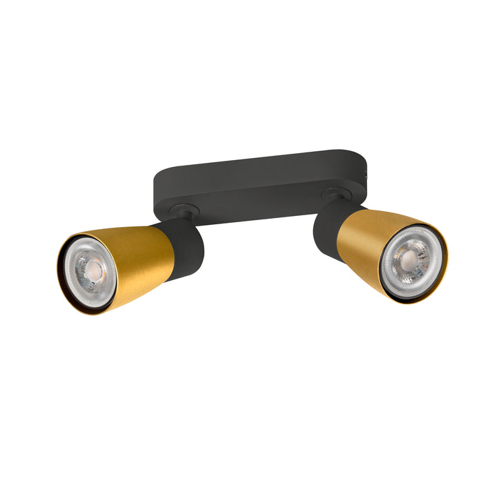 Back view product picture of SLV PURI 2.0 Dome, wall and ceiling-mounted light, long, 2 x max. 6W GU10, black / gold