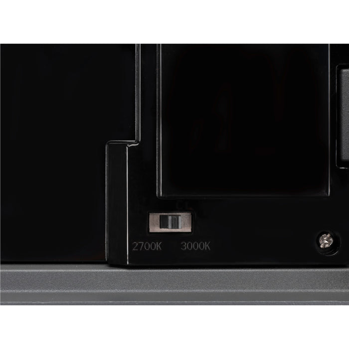 Black appliance detail with 2700K/3000K color temperature switch.
