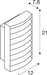 Technical drawing of a louvered wall light fixture with dimensions.