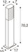 Dimension drawing of a bollard light fixture with base mounting.