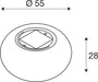 Technical drawing of a round fixture with dimensions.