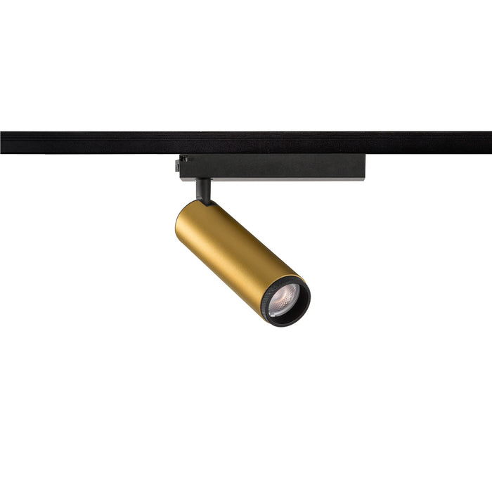 Sloping product picture of SLV Aluminium GRIP! M, 1~ spot, cylindrical, 2000-3000K, 15W, dim-to-warm, PHASE, 42°, gold / black